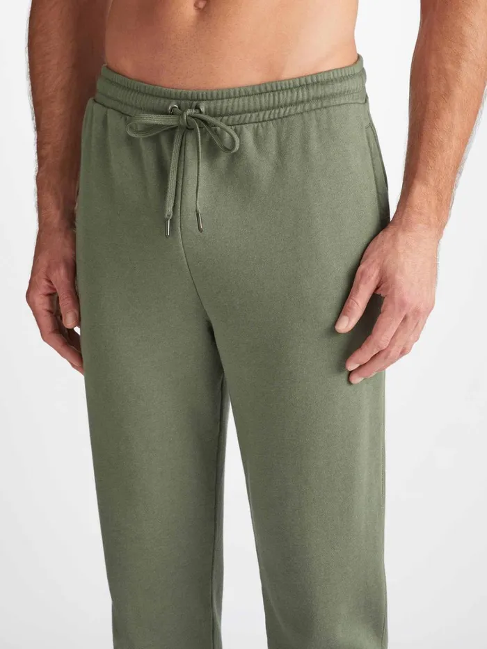 Casual Pants Men Derek Rose Sweatpants Quinn Cotton Modal Soft Green