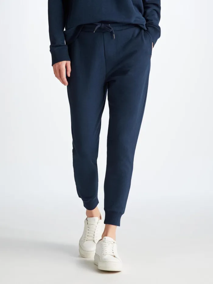 Casual Pants Women Derek Rose Sweatpants Quinn Cotton Modal Stretch Navy
