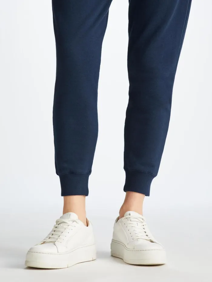 Casual Pants Women Derek Rose Sweatpants Quinn Cotton Modal Stretch Navy