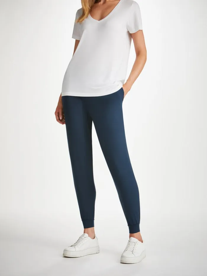 Casual Pants Women Derek Rose Track Pants Basel Micro Modal Stretch Navy