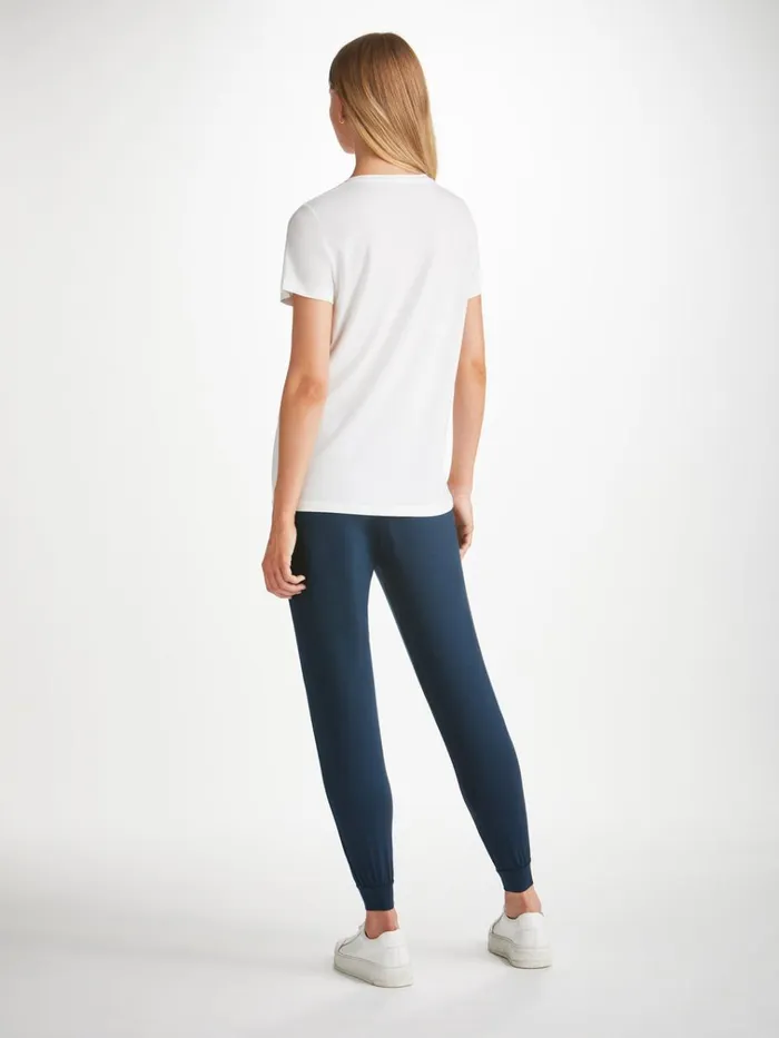 Casual Pants Women Derek Rose Track Pants Basel Micro Modal Stretch Navy