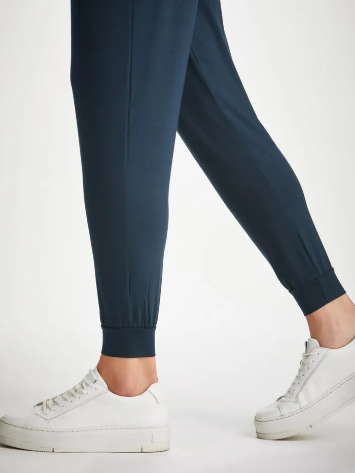 Casual Pants Women Derek Rose Track Pants Basel Micro Modal Stretch Navy