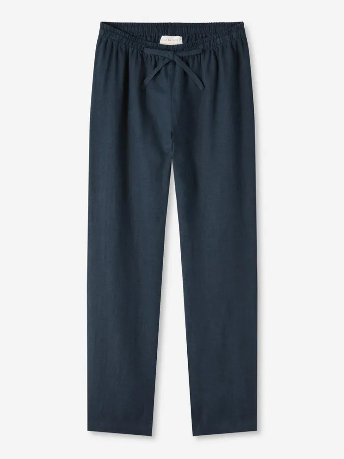 Casual Pants Women Derek Rose Trousers Vienna Linen Navy