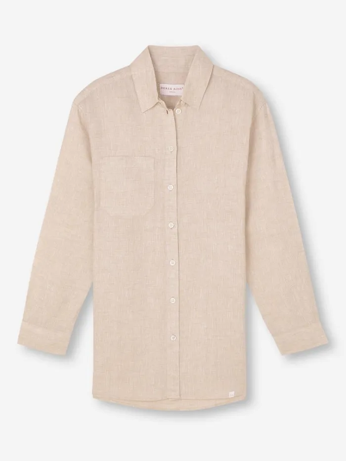 Casual Shirts Women Derek Rose Shirt Sicily Linen Sand