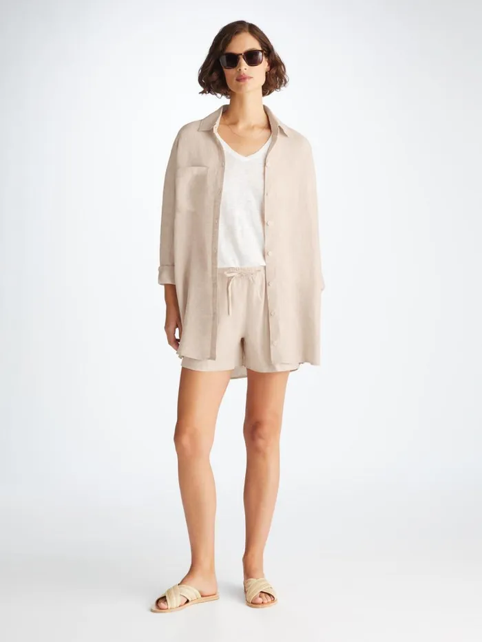 Casual Shirts Women Derek Rose Shirt Sicily Linen Sand