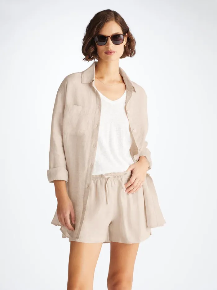 Casual Shirts Women Derek Rose Shirt Sicily Linen Sand