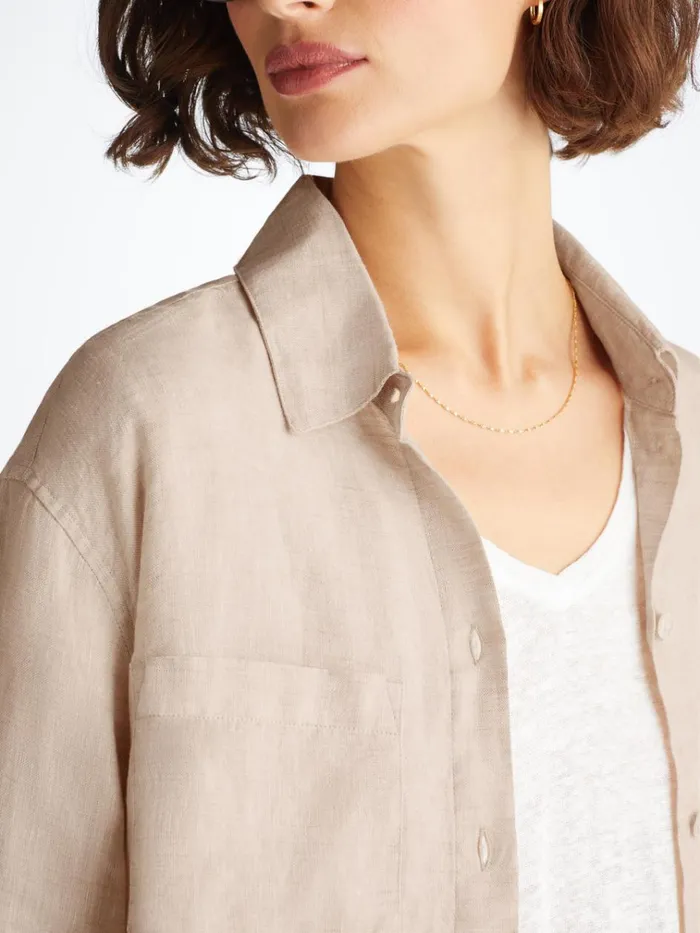 Casual Shirts Women Derek Rose Shirt Sicily Linen Sand