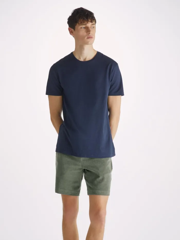 Casual Shorts Men Derek Rose Towelling Shorts Isaac Terry Cotton Soft Green