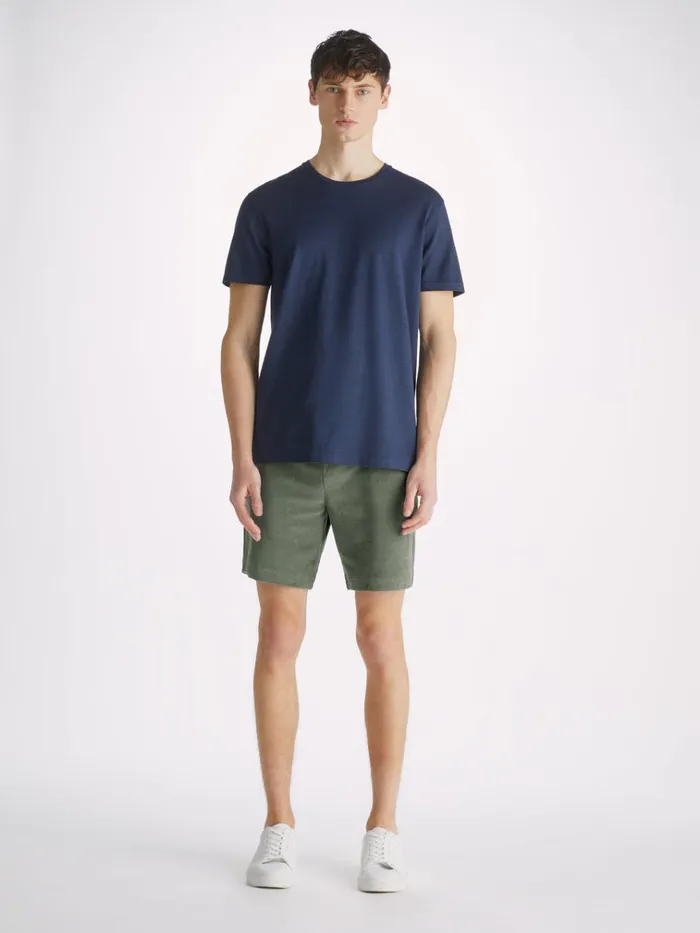 Casual Shorts Men Derek Rose Towelling Shorts Isaac Terry Cotton Soft Green