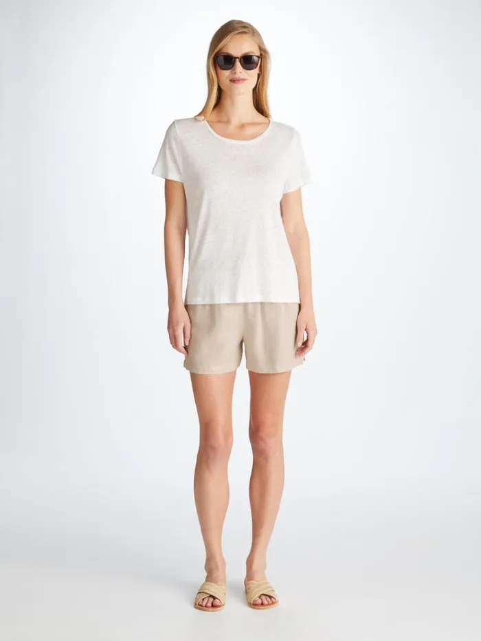 Casual Shorts Women Derek Rose Shorts Vienna Linen Sand
