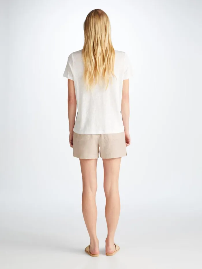 Casual Shorts Women Derek Rose Shorts Vienna Linen Sand