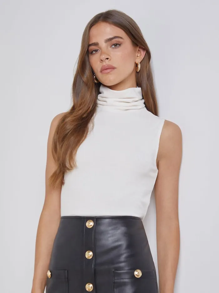 Ceci Sleeveless Turtleneck Off White Women L039Agence Blouses and Tops