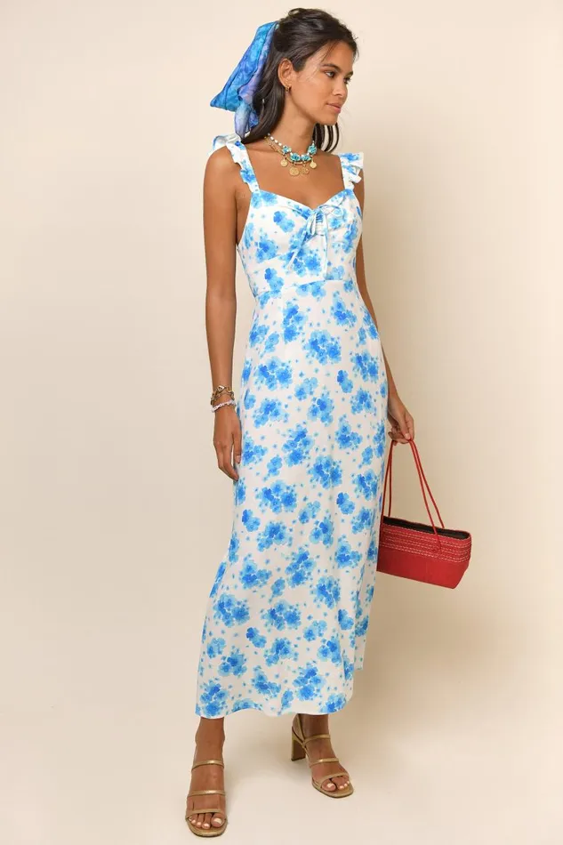 Cecile Blue Victoria Floral Women RIXO Dresses