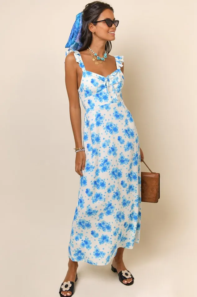 Cecile Blue Victoria Floral Women RIXO Dresses Cecile Blue Victoria Floral Women RIXO Dresses