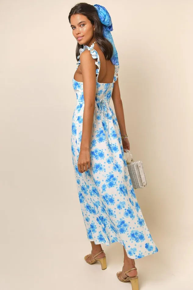 Cecile Blue Victoria Floral Women RIXO Dresses Cecile Blue Victoria Floral Women RIXO Dresses
