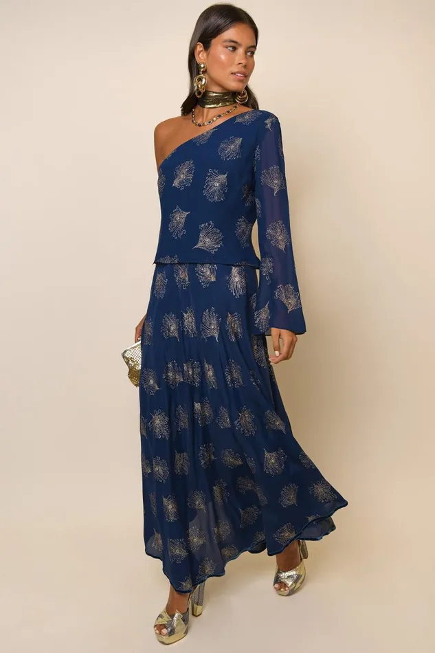 Chaka Midnight Glitter Feather Women RIXO Tops Chaka Midnight Glitter Feather Women RIXO Tops