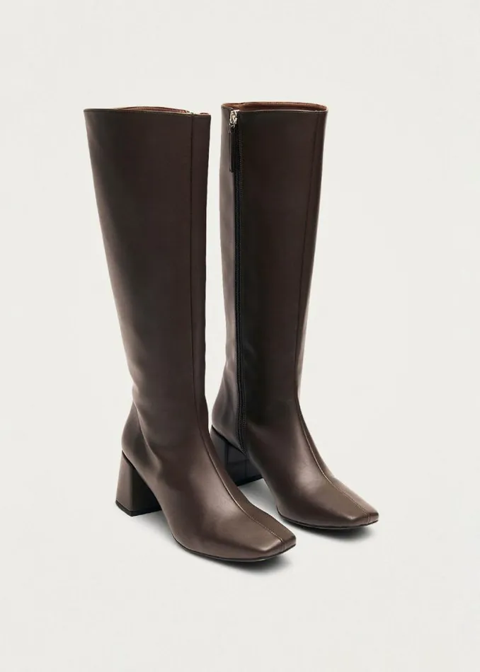 Chalk Umber Brown Vegan Leather Boots Women ALOHAS Boots