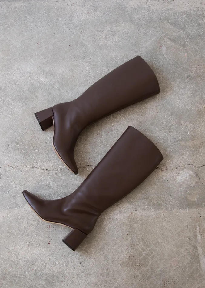 Chalk Umber Brown Vegan Leather Boots Women ALOHAS Boots