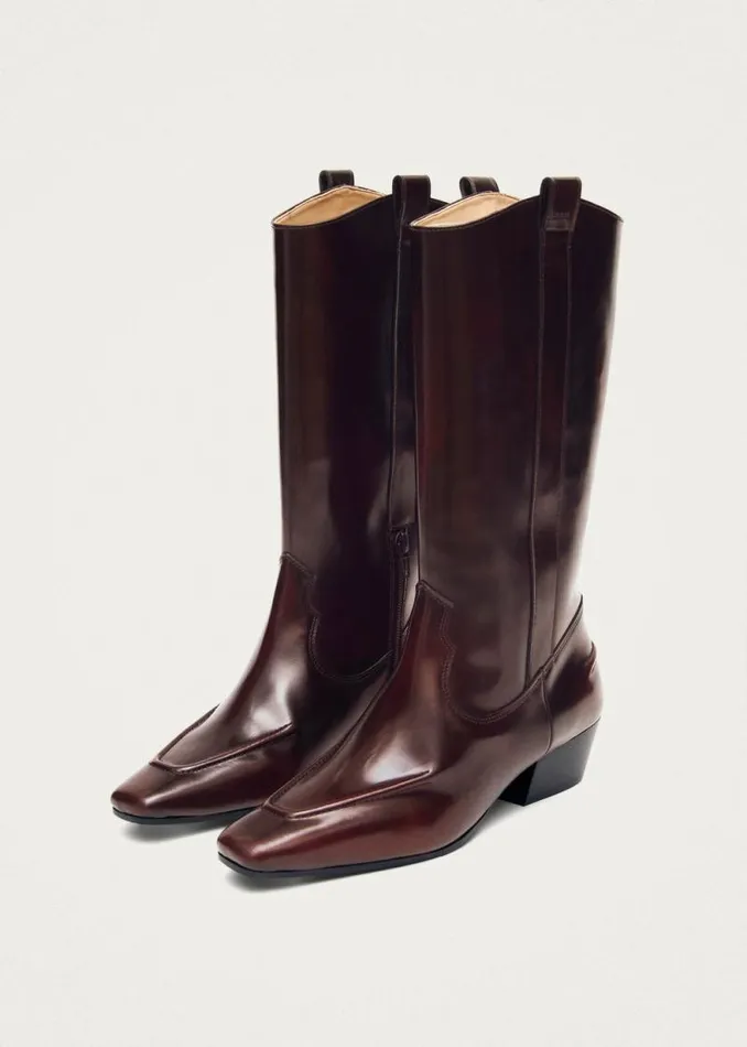 Chase Brushed Burgundy Leather Boots Women ALOHAS Boots