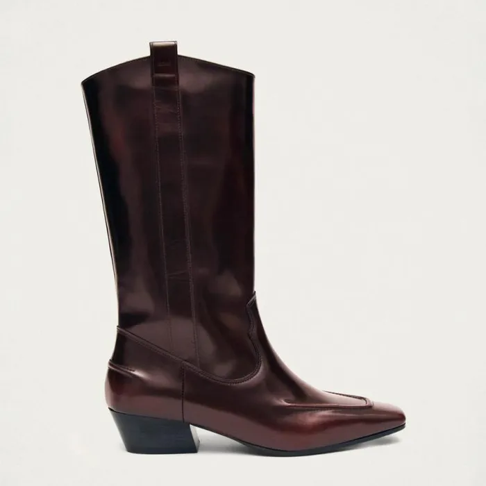 Chase Brushed Burgundy Leather Boots Women ALOHAS Boots