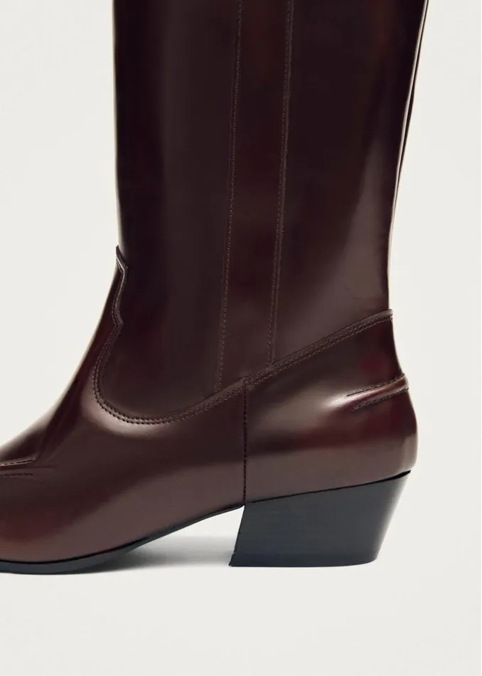 Chase Brushed Burgundy Leather Boots Women ALOHAS Boots
