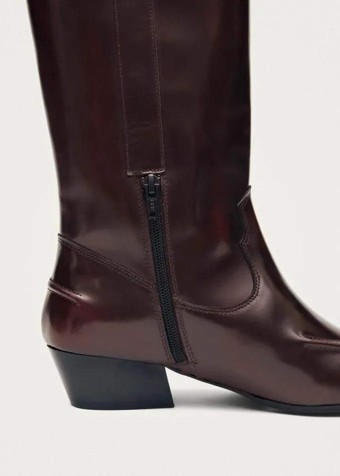 Chase Brushed Burgundy Leather Boots Women ALOHAS Boots