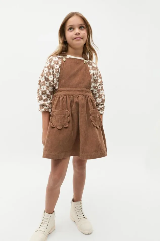 Child Dresses Seed Heritage Cord Pocket Pinafore Chocolate Shake