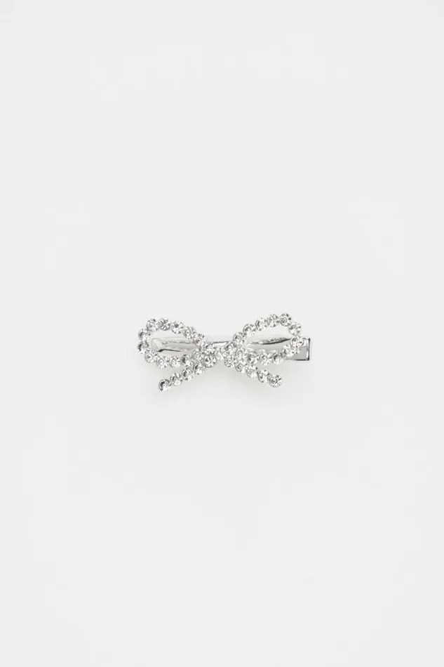 Child Hair Accessories Seed Heritage Diamante Bow Duck Clip Crystal