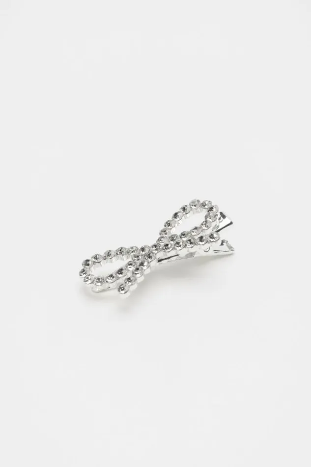 Child Hair Accessories Seed Heritage Diamante Bow Duck Clip Crystal