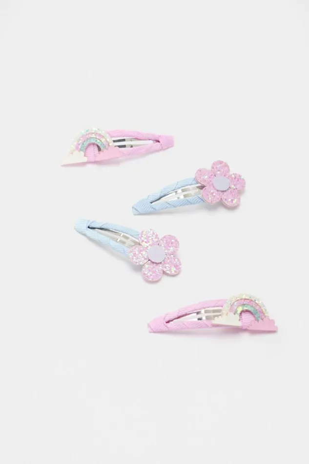 Child Hair Accessories Seed Heritage Flower Rainbow Glitter Grosgrain Pack Multi