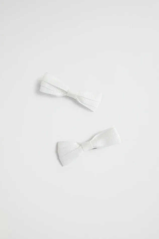 Child Hair Accessories Seed Heritage Grosgrain Bow Duck Clip White