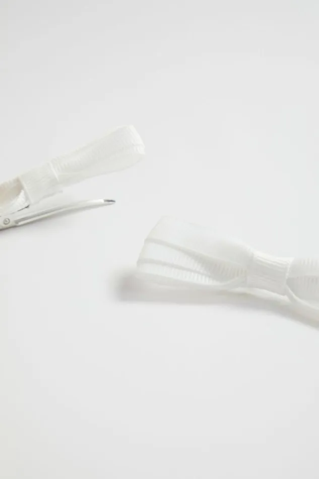 Child Hair Accessories Seed Heritage Grosgrain Bow Duck Clip White