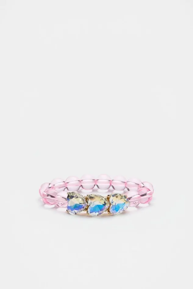 Child Jewellery Seed Heritage Jewel Heart Trio Stretch Bracelet Pink