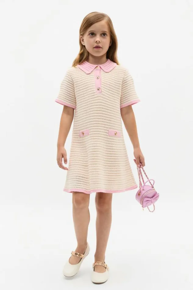 Child Knitwear and Sweaters Seed Heritage Crochet Button Dress Chiffon