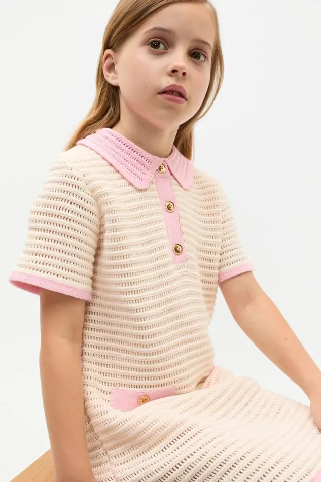 Child Knitwear and Sweaters Seed Heritage Crochet Button Dress Chiffon