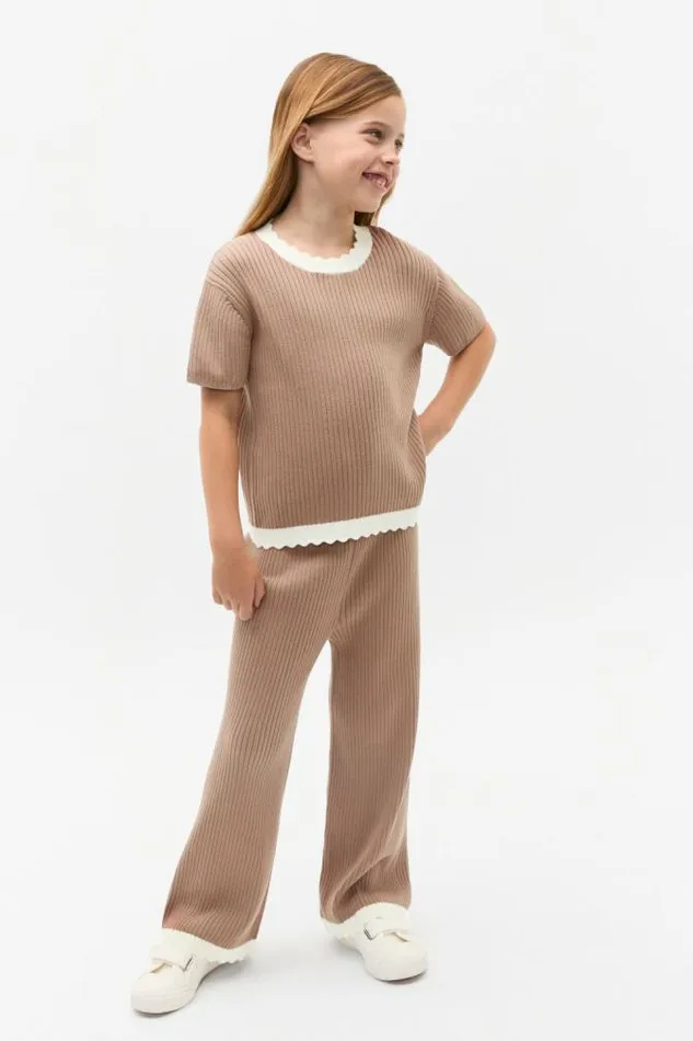 Child Knitwear and Sweaters Seed Heritage Scallop Knit Pant Chocolate Shake