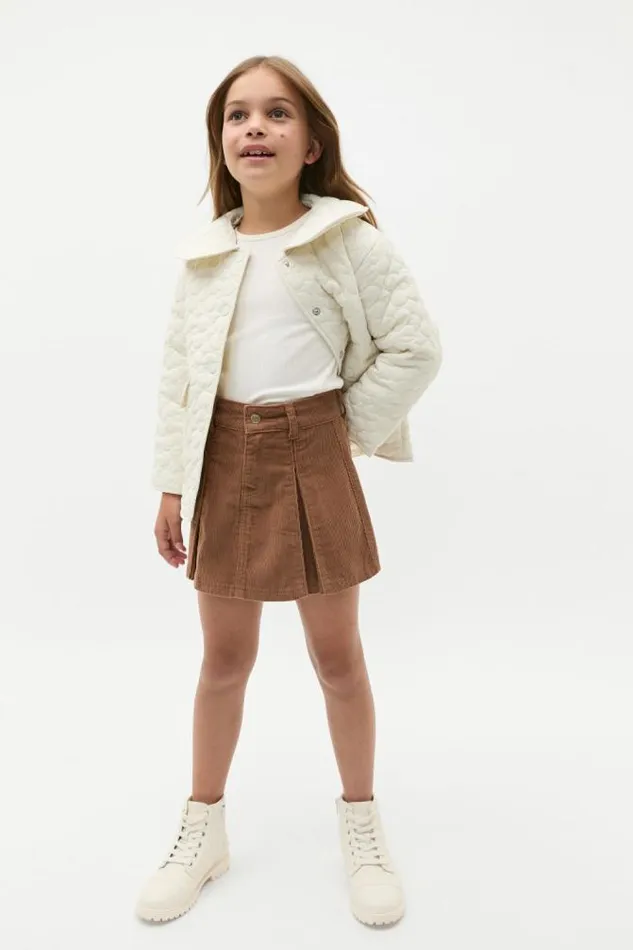 Child Skirts Seed Heritage Cord Pleat Skirt Chocolate Shake