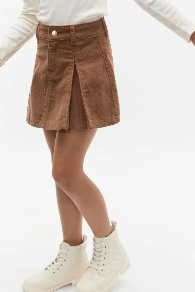 Child Skirts Seed Heritage Cord Pleat Skirt Chocolate Shake