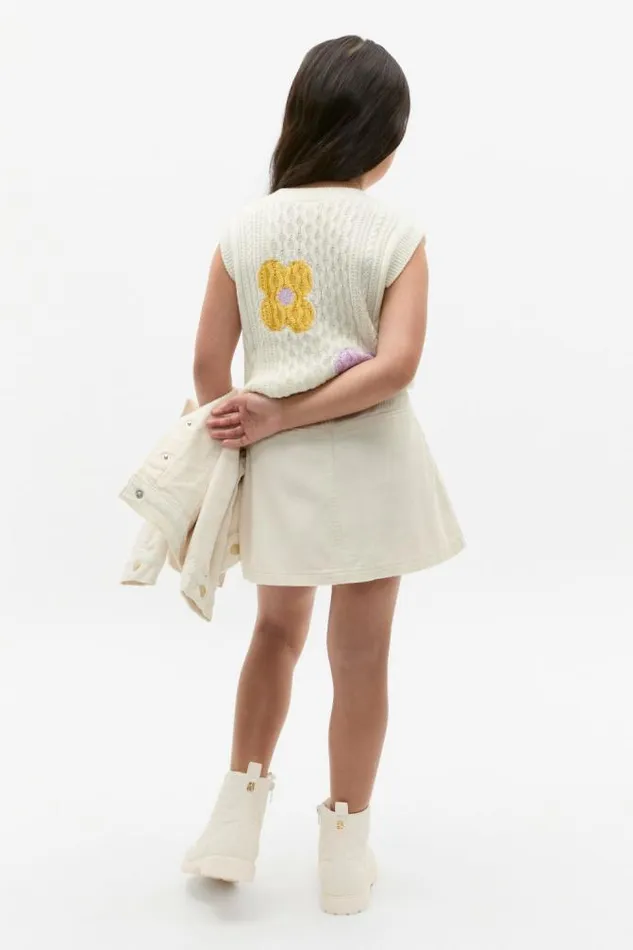 Child Skirts Seed Heritage Cord Pleat Skirt Classic Cream
