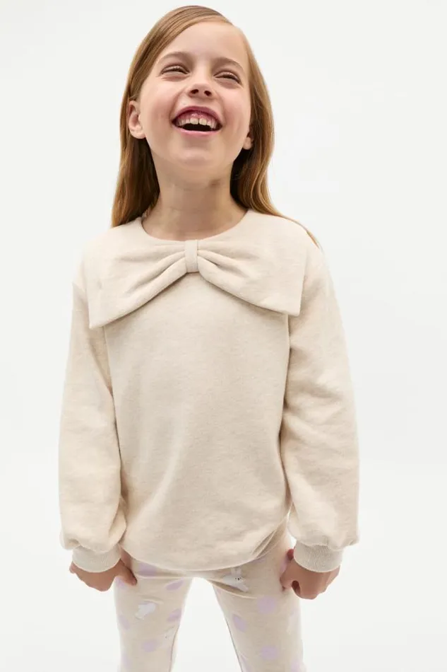 Child TShirts and Tops Seed Heritage Bow Sweat Oat Marle