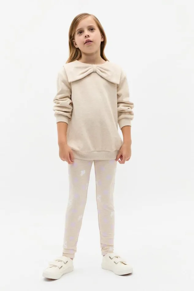 Child TShirts and Tops Seed Heritage Bow Sweat Oat Marle