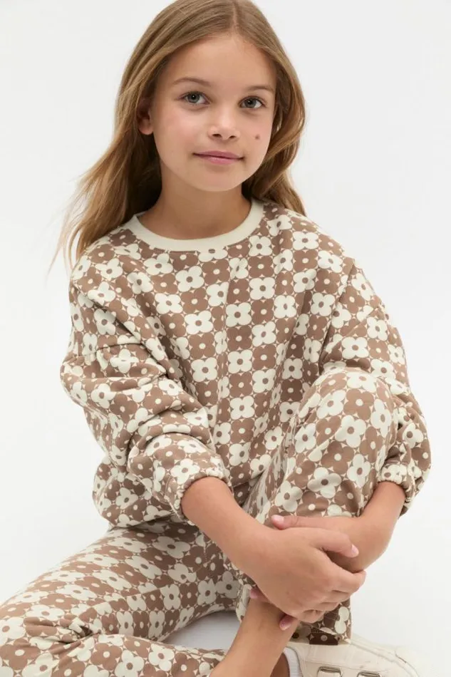 Child TShirts and Tops Seed Heritage Flower Tile Sweat Chocolate Shake