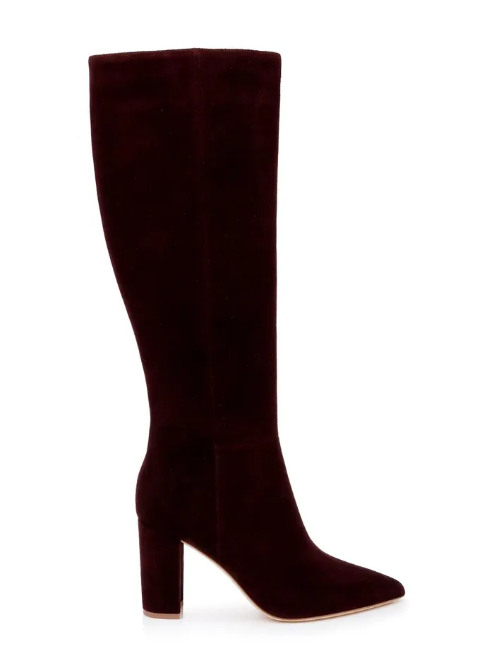 Christiane Knee High Boot Burgundy Chocolate Suede Women L039Agence Boots and Booties