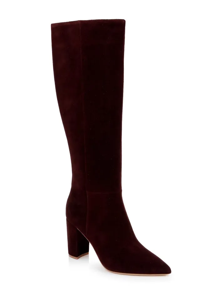 Christiane Knee High Boot Burgundy Chocolate Suede Women L039Agence Boots and Booties