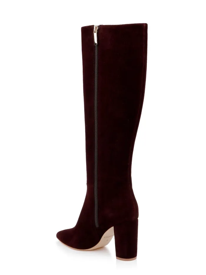 Christiane Knee High Boot Burgundy Chocolate Suede Women L039Agence Boots and Booties