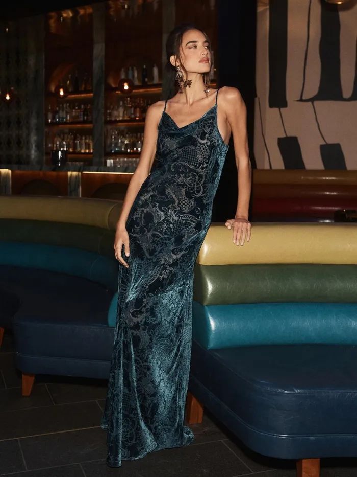 Christine Dress Deep Teal Rococo Women L039Agence Dresses and Jumpsuits Christine Dress Deep Teal Rococo Women L039Agence Dresses and Jumpsuits