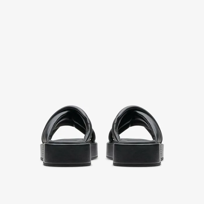 Clarks Alda Glide Black Leather Mules Black Leather Women Sliders And Flip Flops