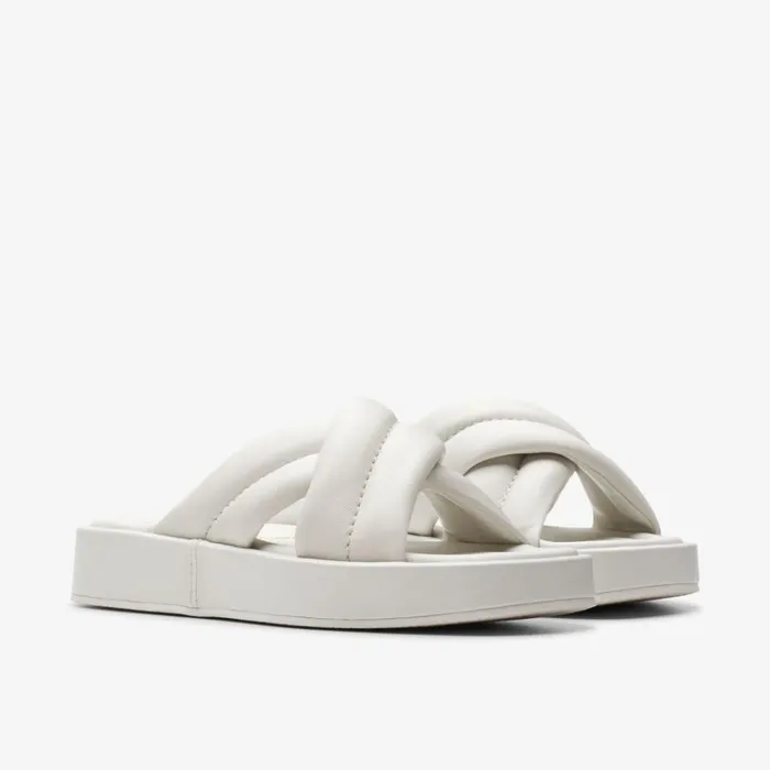 Clarks Alda Glide Off White Leather Mules Off White Leather Women Sliders And Flip Flops