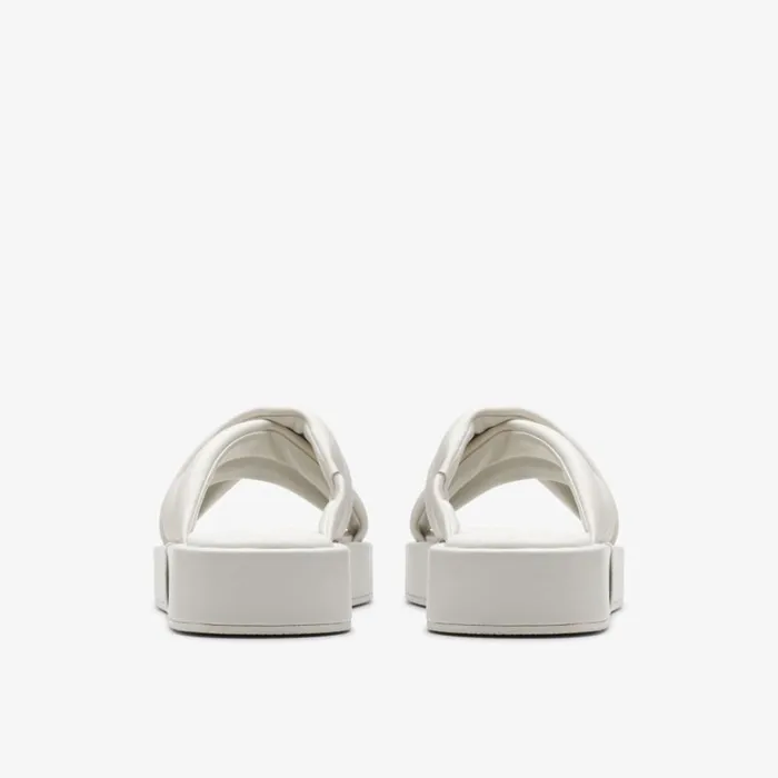 Clarks Alda Glide Off White Leather Mules Off White Leather Women Sliders And Flip Flops