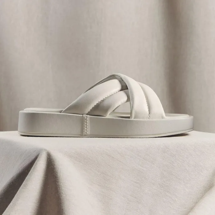 Clarks Alda Glide Off White Leather Mules Off White Leather Women Sliders And Flip Flops